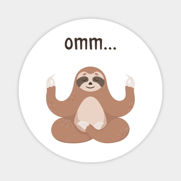 Cute sloth sitting lotus yoga pose. Funny sloth meditate Magnet by crocozen